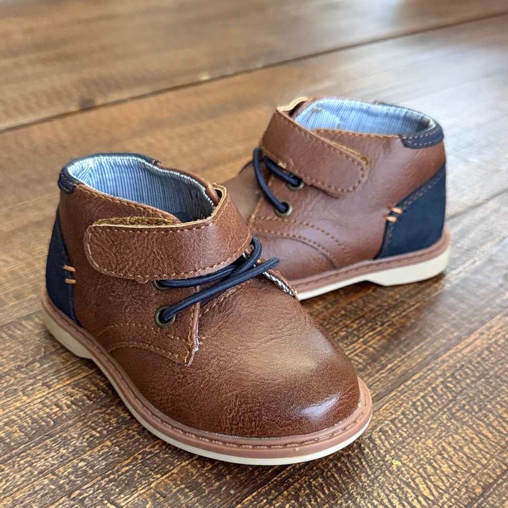 Classic Brown and Blue Kids Dress Shoes